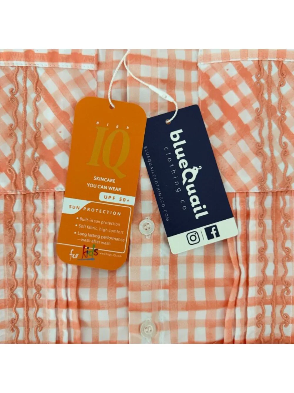 NWT Blue Quail Guayabera Orange White Check Short Sleeve Button Down Shirt (7)